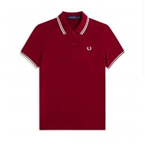 Fred Perry wine color tipped polo shirt burgundy red 26685